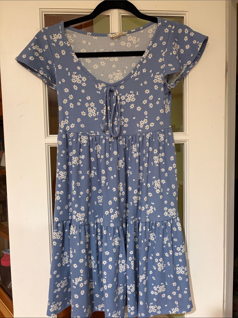 Blue Floral Tie-Front Dress